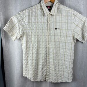 Quicksilver Performance Buttery Soft Light Olive and Tan Plaid L Earthy Neutral